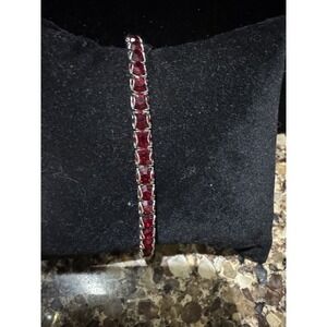Touchstone Crystal January birthstone Stretch Bracelet New Rhodium‎ Plated